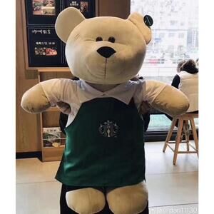 Large Starbucks Bear Plush Toy with Green Apron
